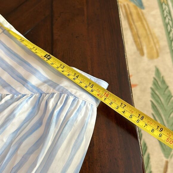 NEW ROSETTA GETTY Gathered Yoke Maxi Skirt - Baby Blue White - size Large - Picture 10 of 11